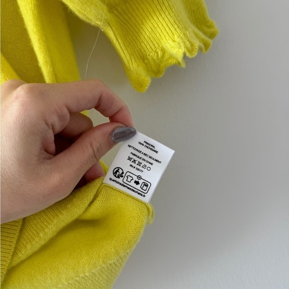 ULLA JOHNSON Lotta Ruffled Cashmere Sweater Top in Yellow - Picture 4 of 7